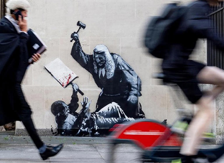 New Banksy Masterpiece Surfaces in London Courthouse